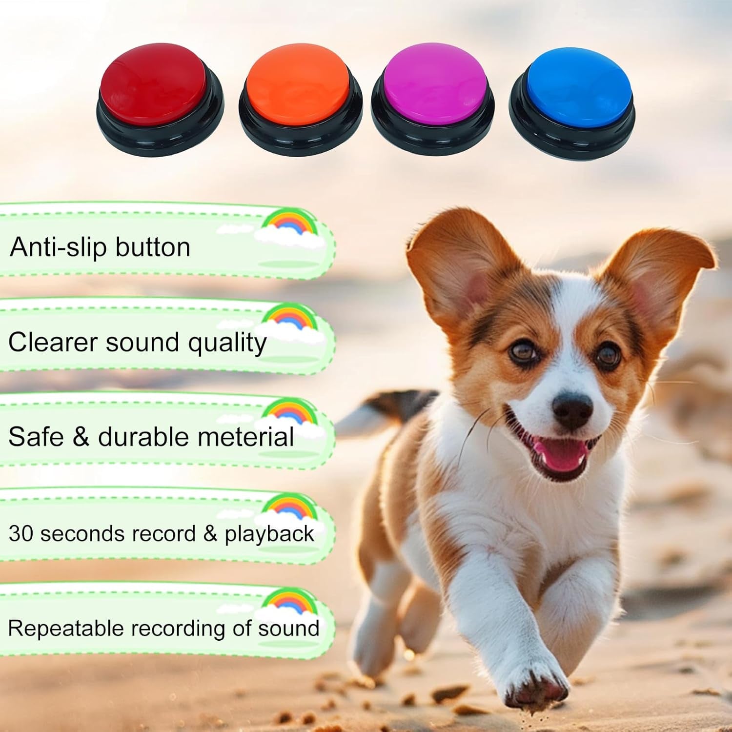 Set of 4 Dog Buttons for Communication