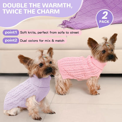 2 Pack Dog Sweaters for Small Dog Winter