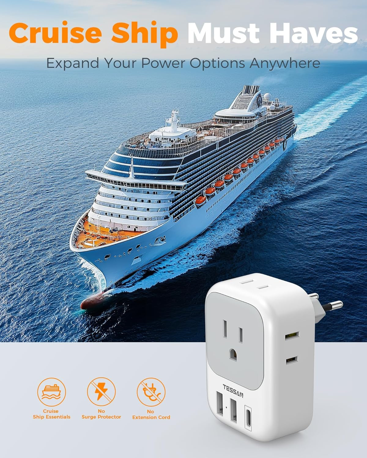 2 Pack European Plug Adapter USB C