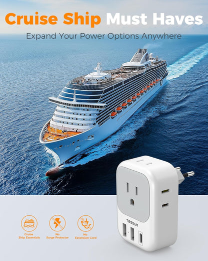 2 Pack European Plug Adapter USB C