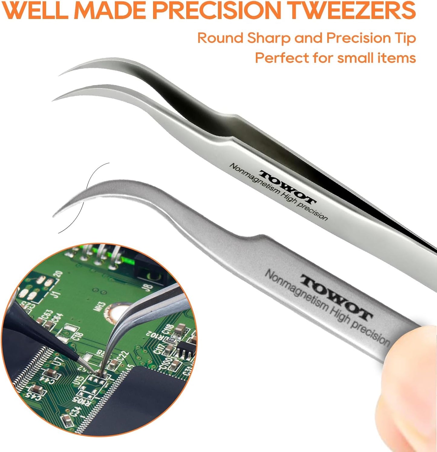 Precision Tweezers 5 PCS Stainless Steel