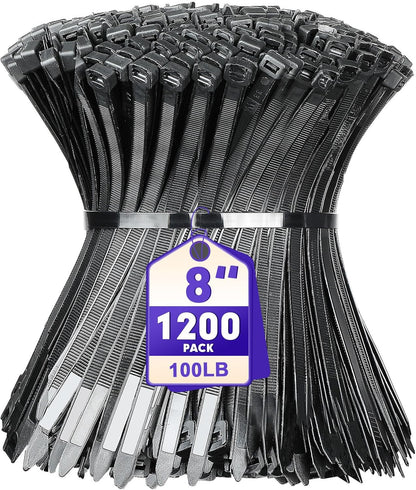 Zip Ties,1200Pcs Black Cable Zip Ties