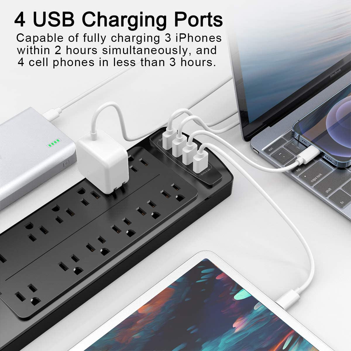 Power Strip,Surge Protector, 12 Outlets