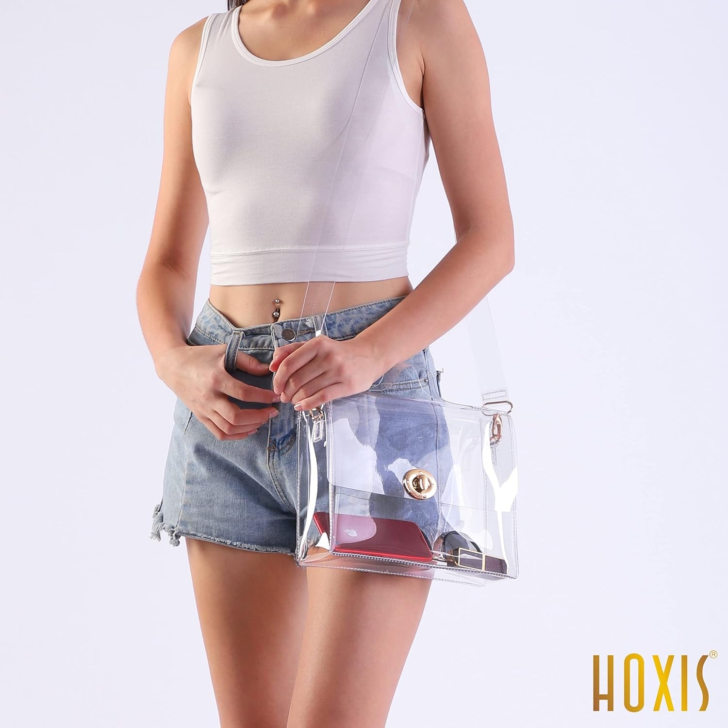 Clear Bag with Turn Lock Closure Women'S