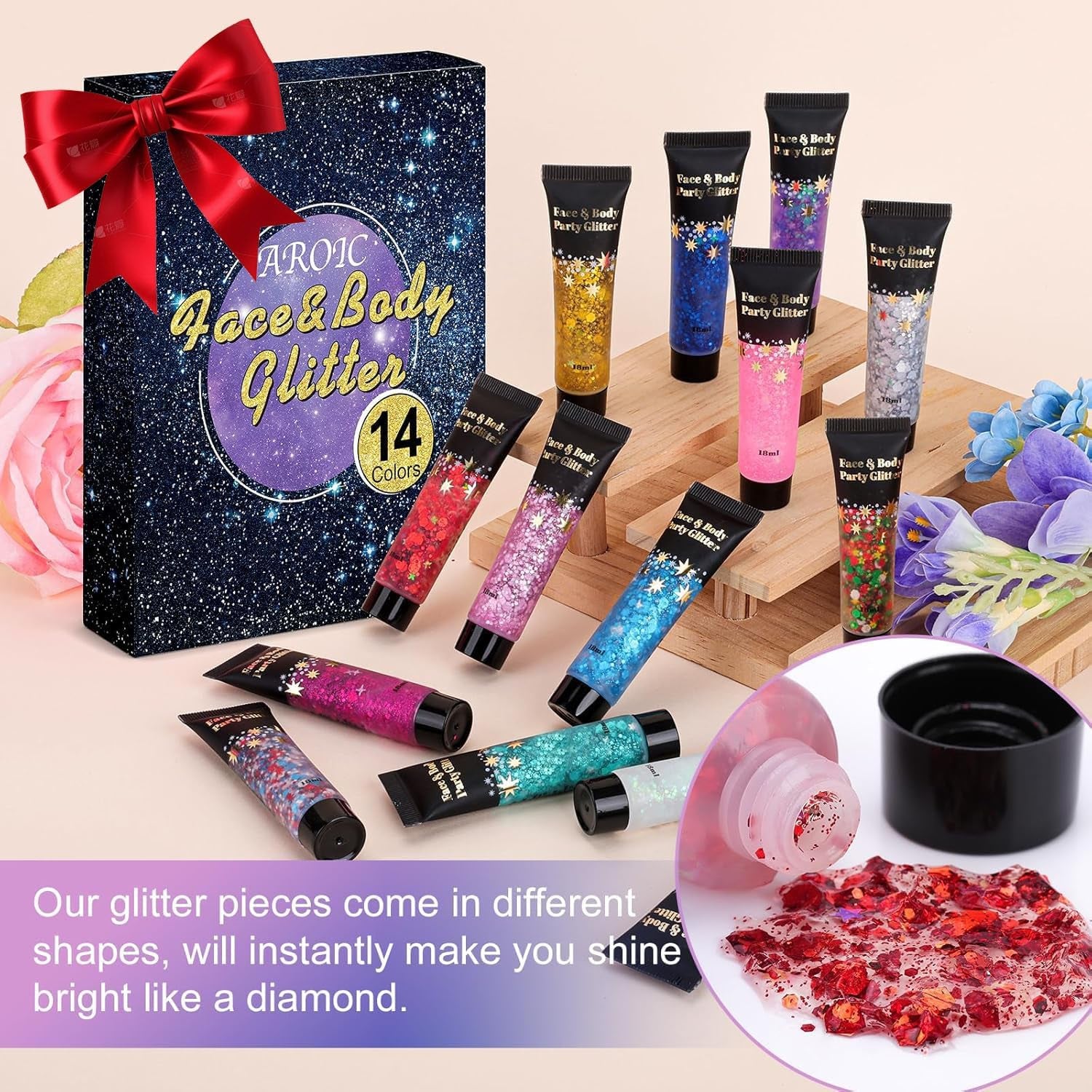 14 Colors Body Glitter,Face Hair Glitter