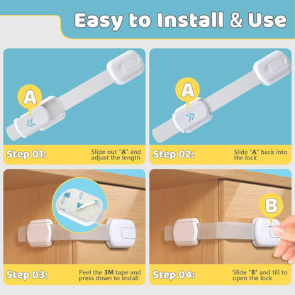 14Pack Child Proof Cabinet Lock for Baby