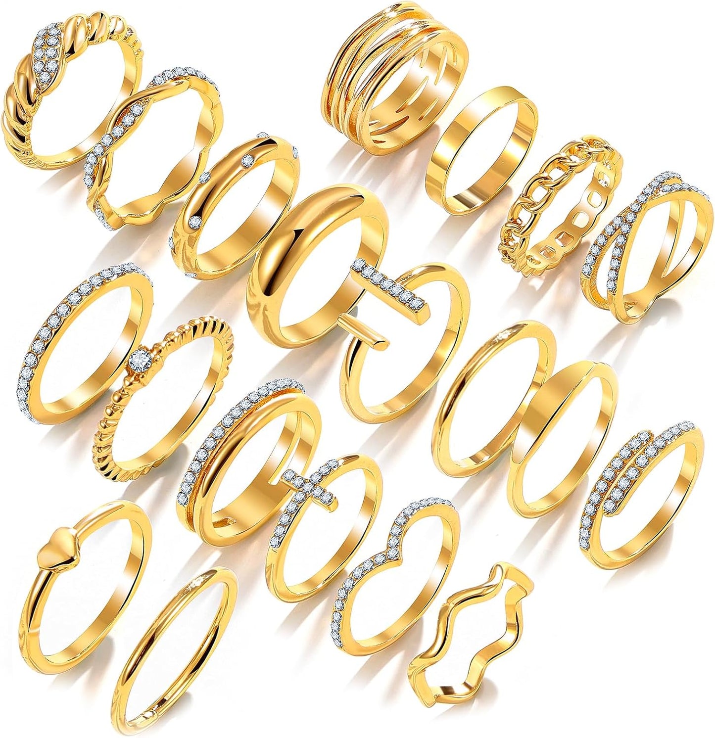 Golden Silvery Black Kunckle Rings Set