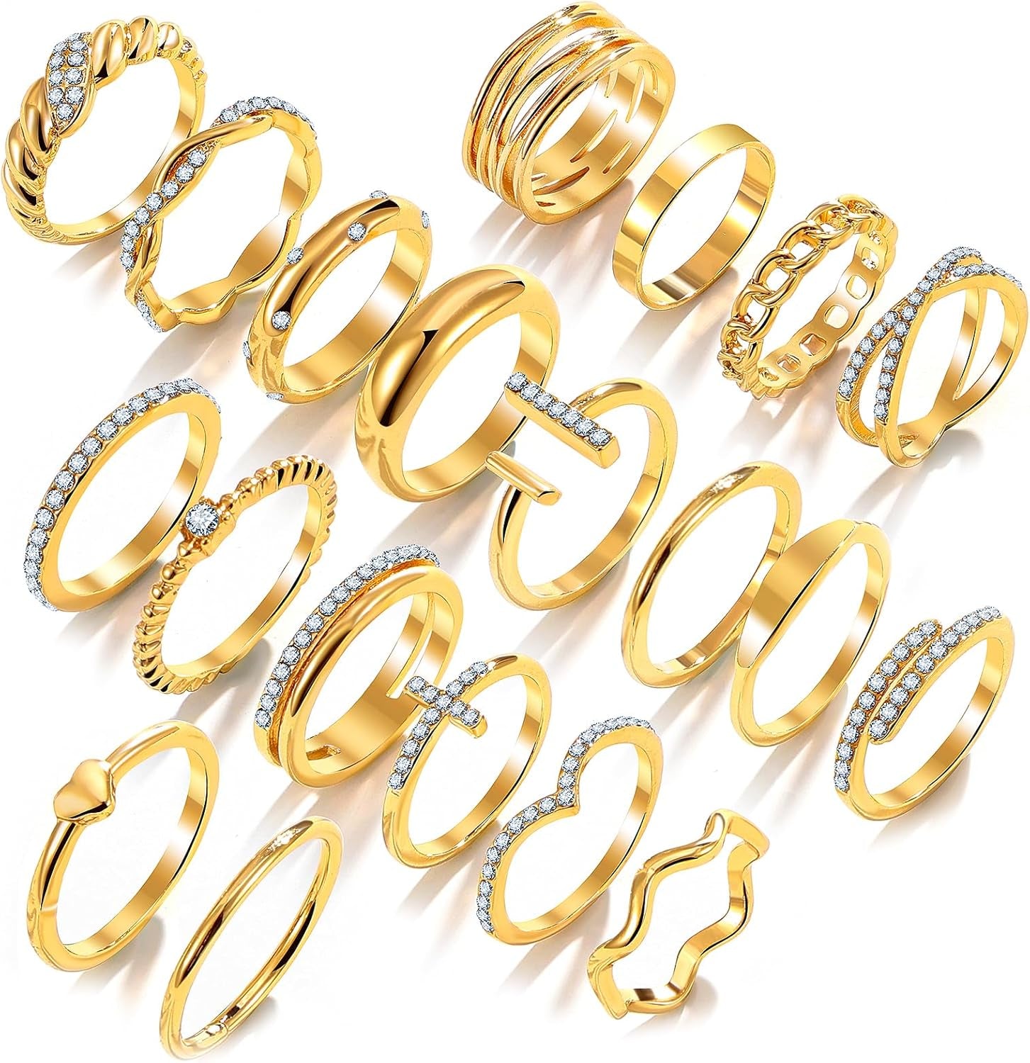 Golden Silvery Black Kunckle Rings Set