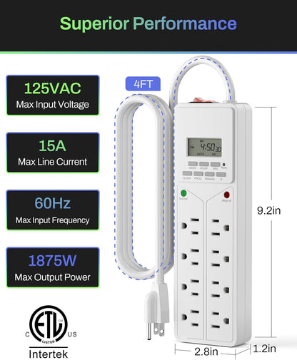 8Outlet Surge Protector ,7Day Digital