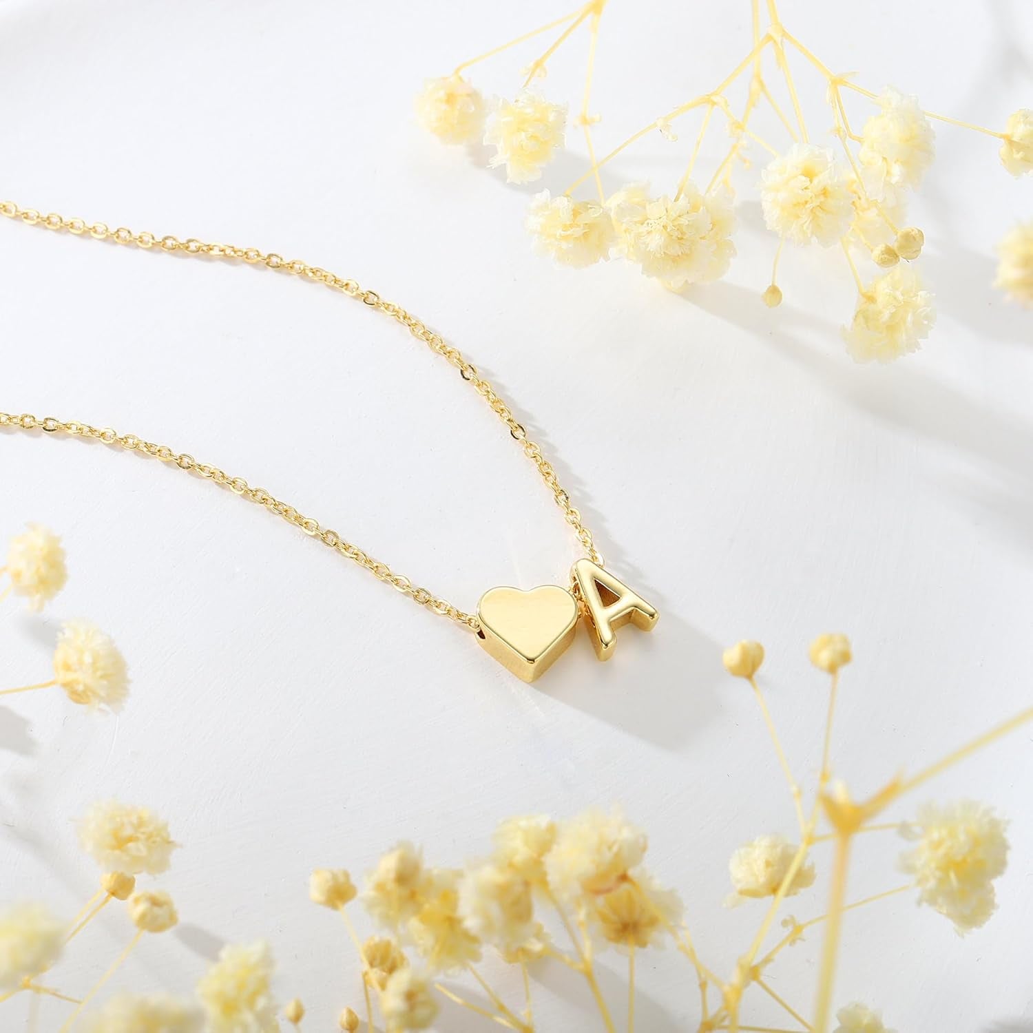 Heart Initial Necklace for Women
