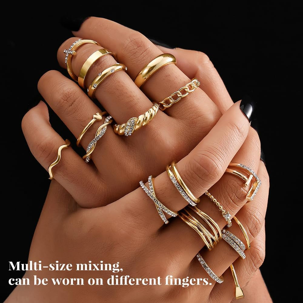 Golden Silvery Black Kunckle Rings Set