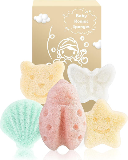 Konjac Baby Sponge for Bathing, 5Pcs 