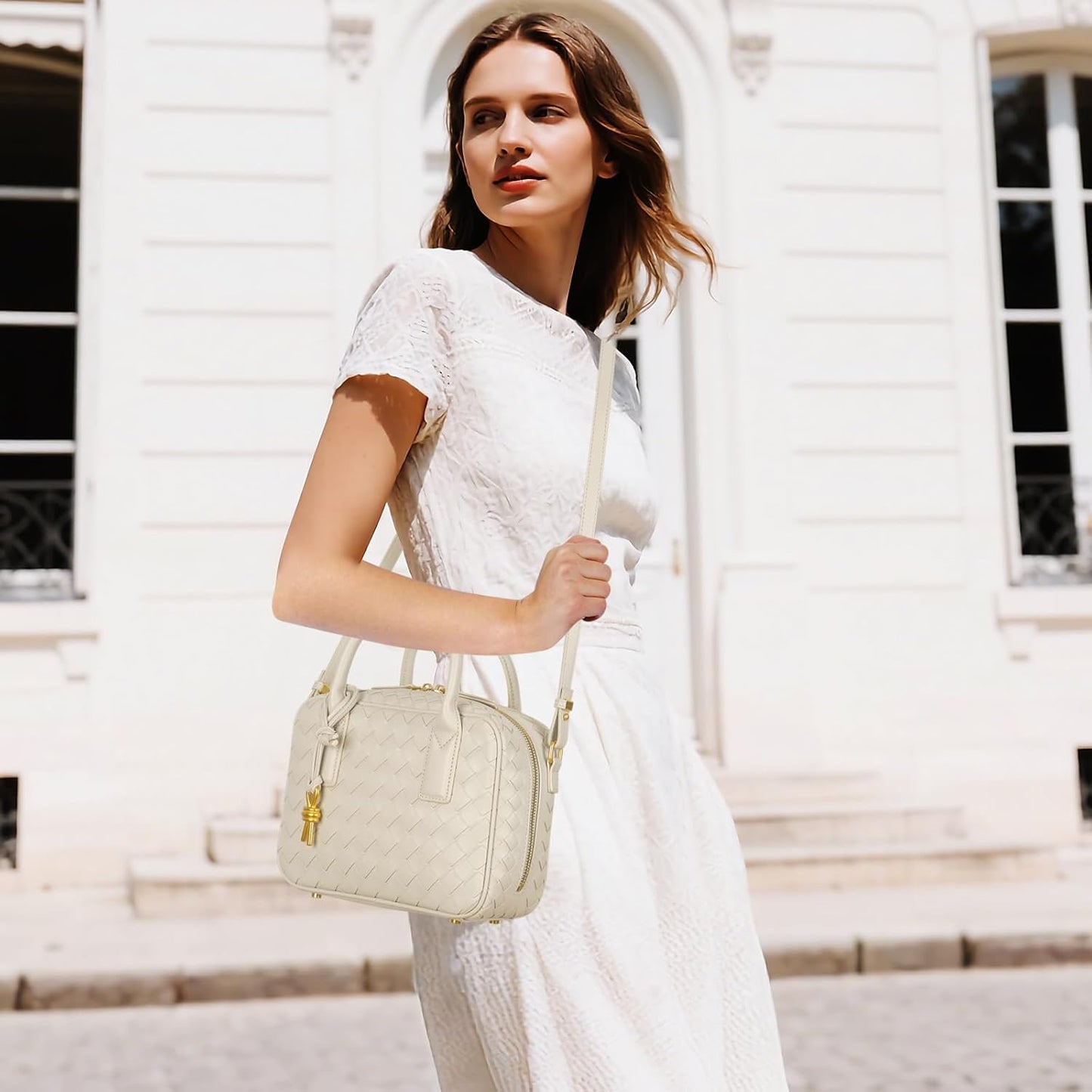Women'S Handmade Woven Top-Handle Bag