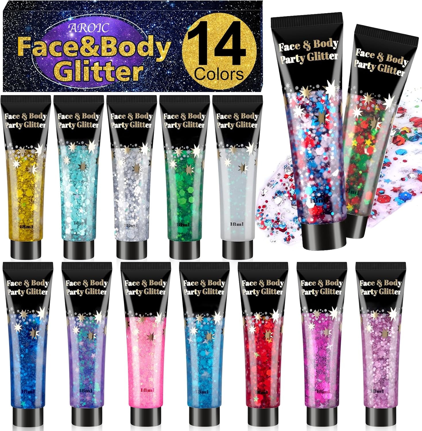 14 Colors Body Glitter,Face Hair Glitter