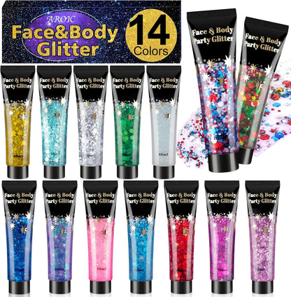 14 Colors Body Glitter,Face Hair Glitter