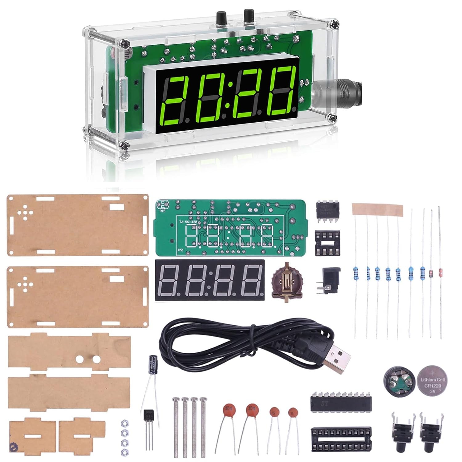 4Digit DIY Digital Clock Kit and Acrylic
