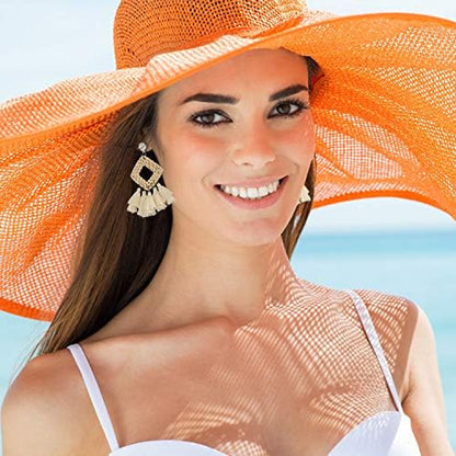 4 Pairs Rattan Earrings for Women Beach