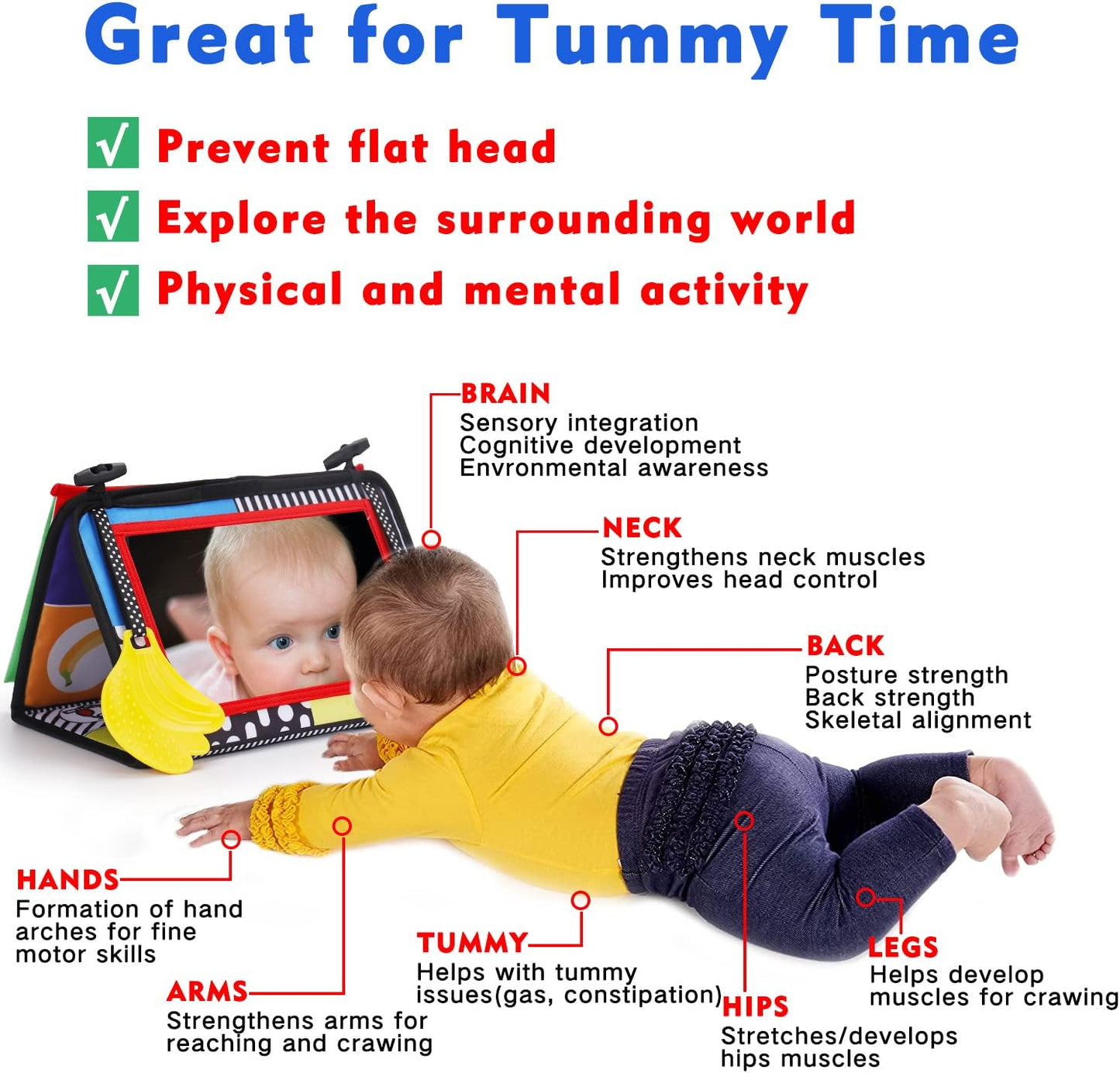 Tummy Time Baby Mirror Infant Toys 