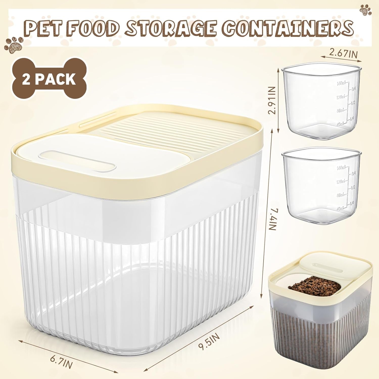 2 Pack Airtight Dog Food Storage 