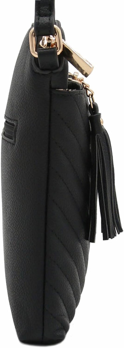 Chevron Quilted Medium Crossbody Bag