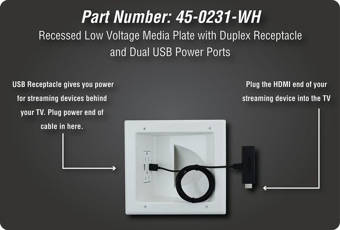 Electronics45-0231-WH USB Recessed Media
