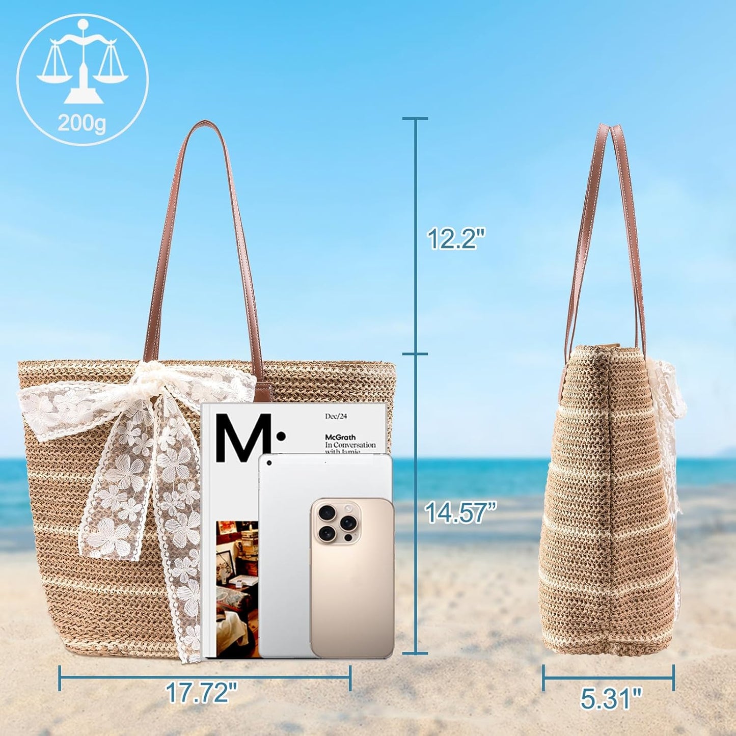 Straw Beach Tote Bag for Women 2026 