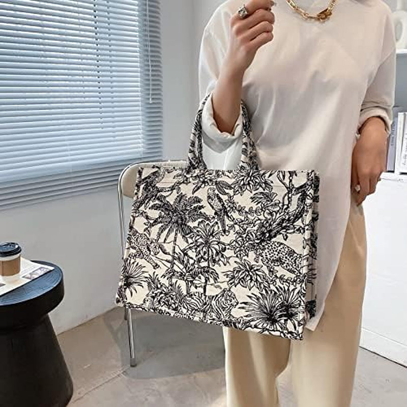 Large Capacity Handbag Linen Cotton 