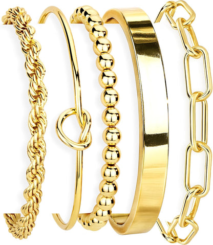Gold Bracelets Set for Women Non Tarnish