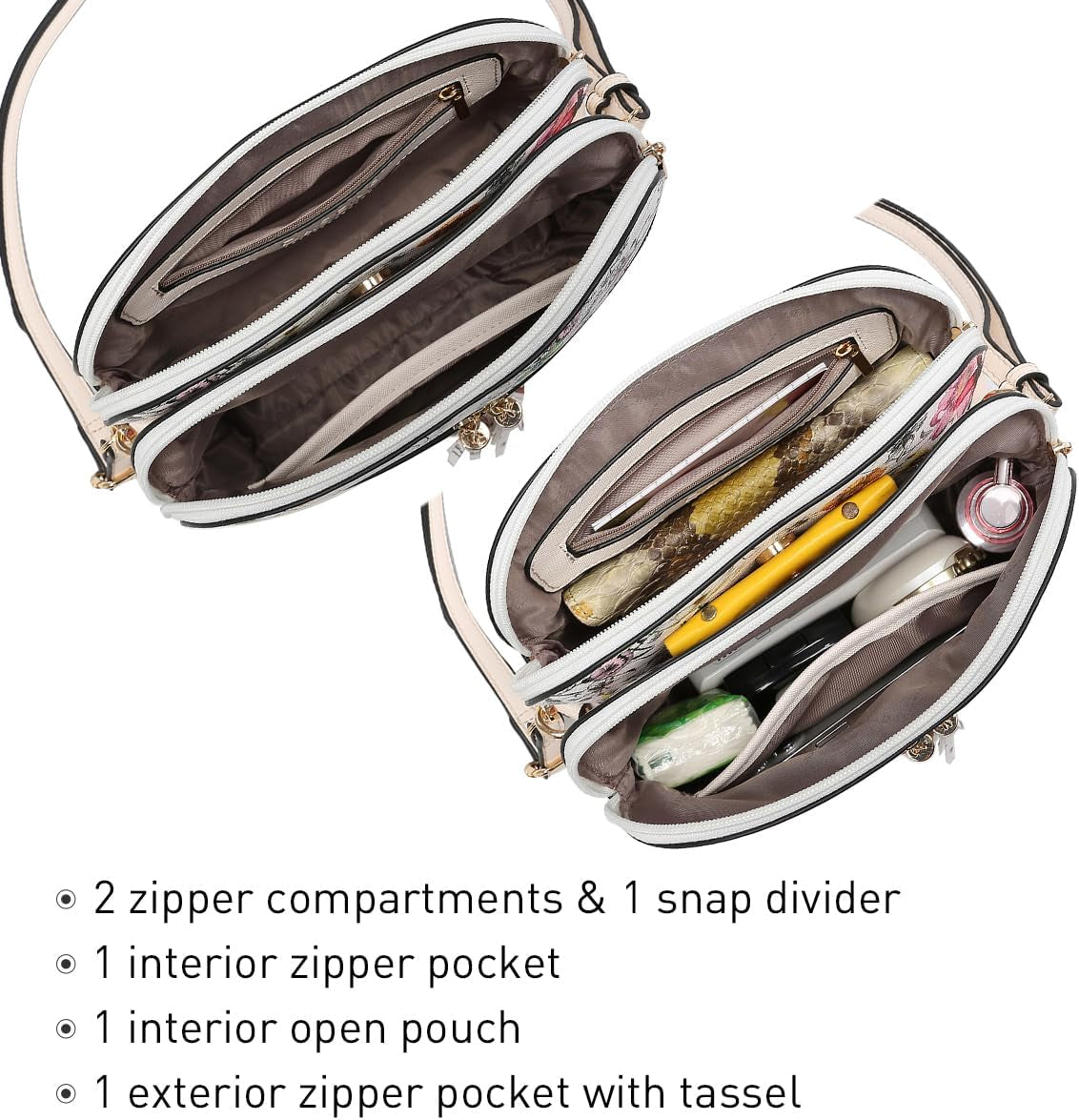 Women Tassel Zipper Pocket Crossbody Bag