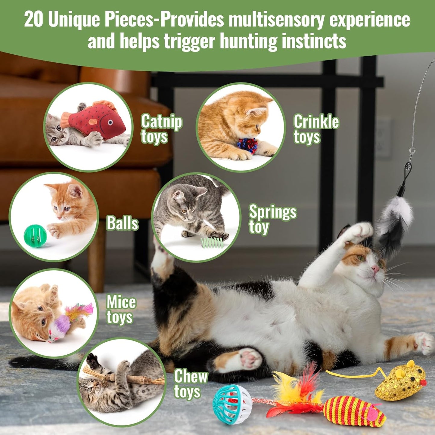 Cat Toys Variety Pack for Kitty 20 Pcs