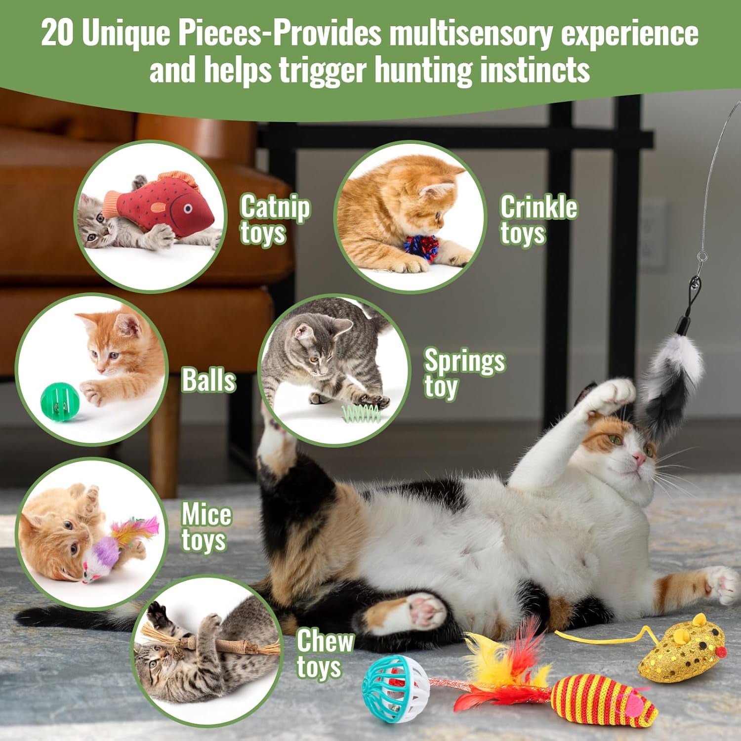 Cat Toys Variety Pack for Kitty 20 Pcs