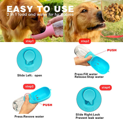 Dog Water Bottle with Food Container