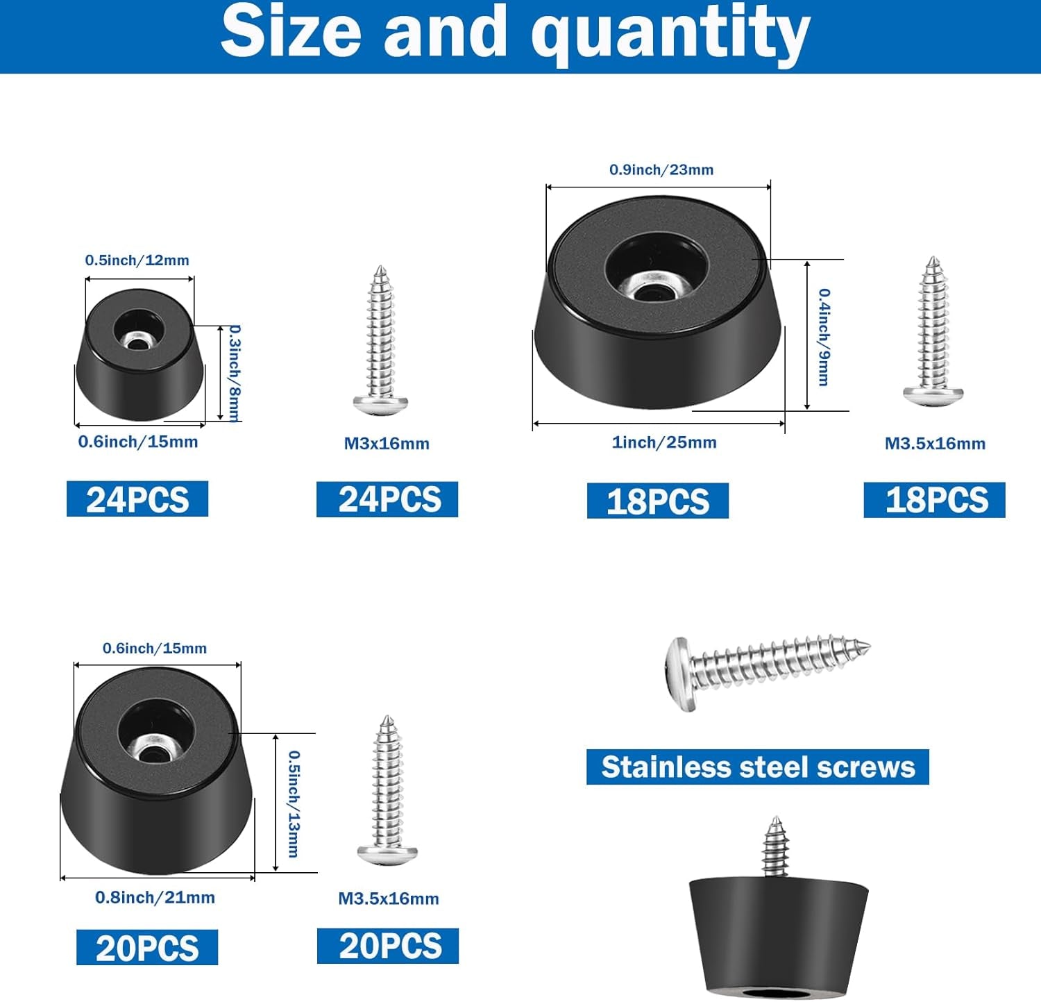 124Pcs Rubber Feet for Cutting Board