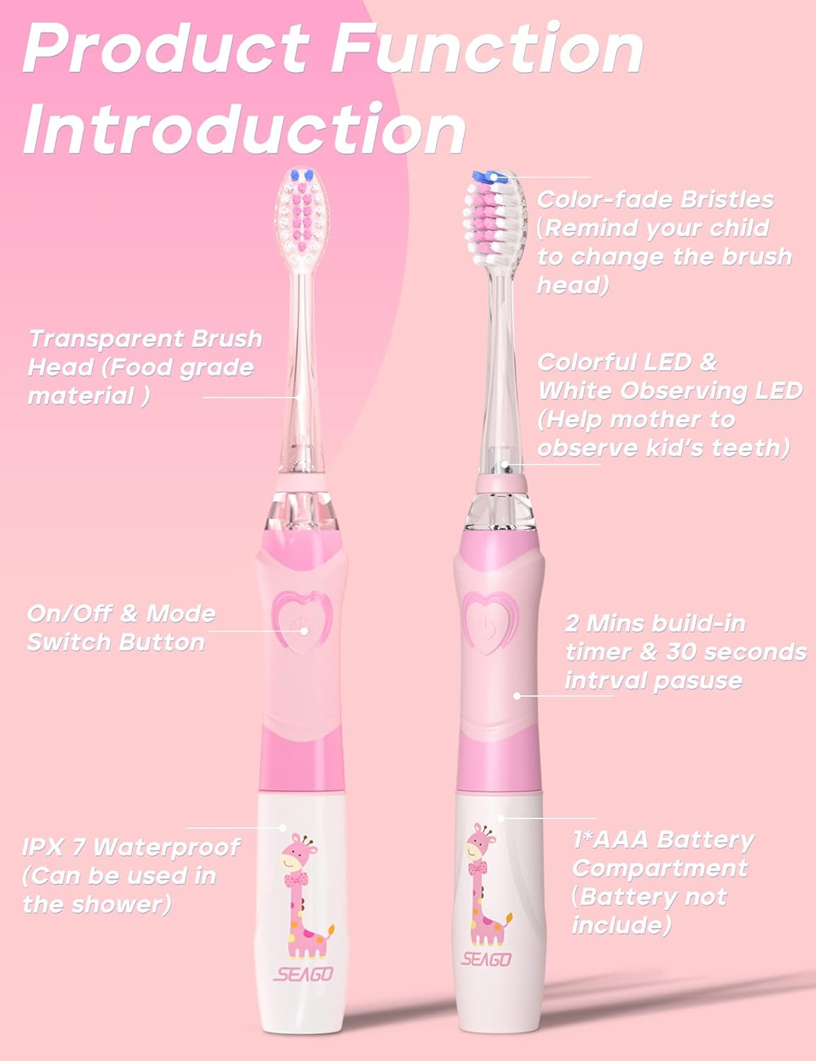 Kids Electric Toothbrush with 2Min Timer