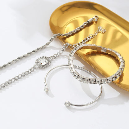 4 Pcs Dainty Gold Silver Bracelets Set