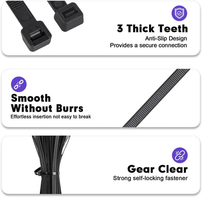 Zip Ties,1200Pcs Black Cable Zip Ties