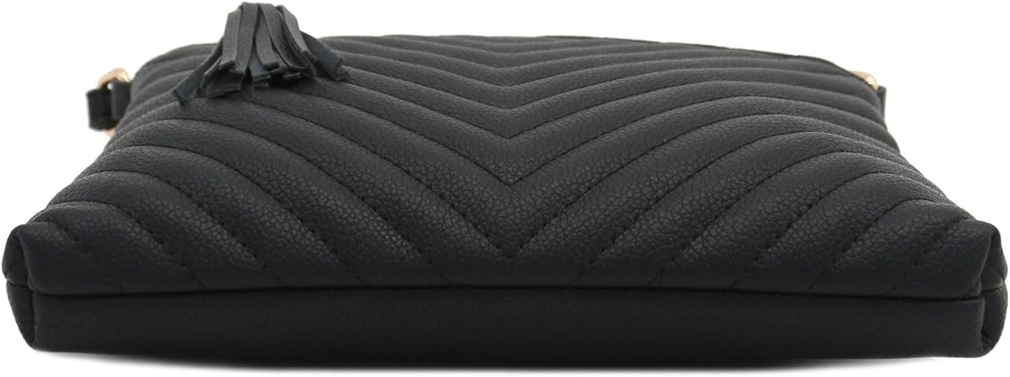 Chevron Quilted Medium Crossbody Bag
