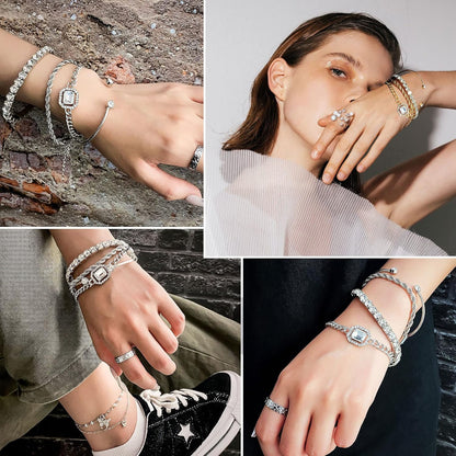 4 Pcs Dainty Gold Silver Bracelets Set