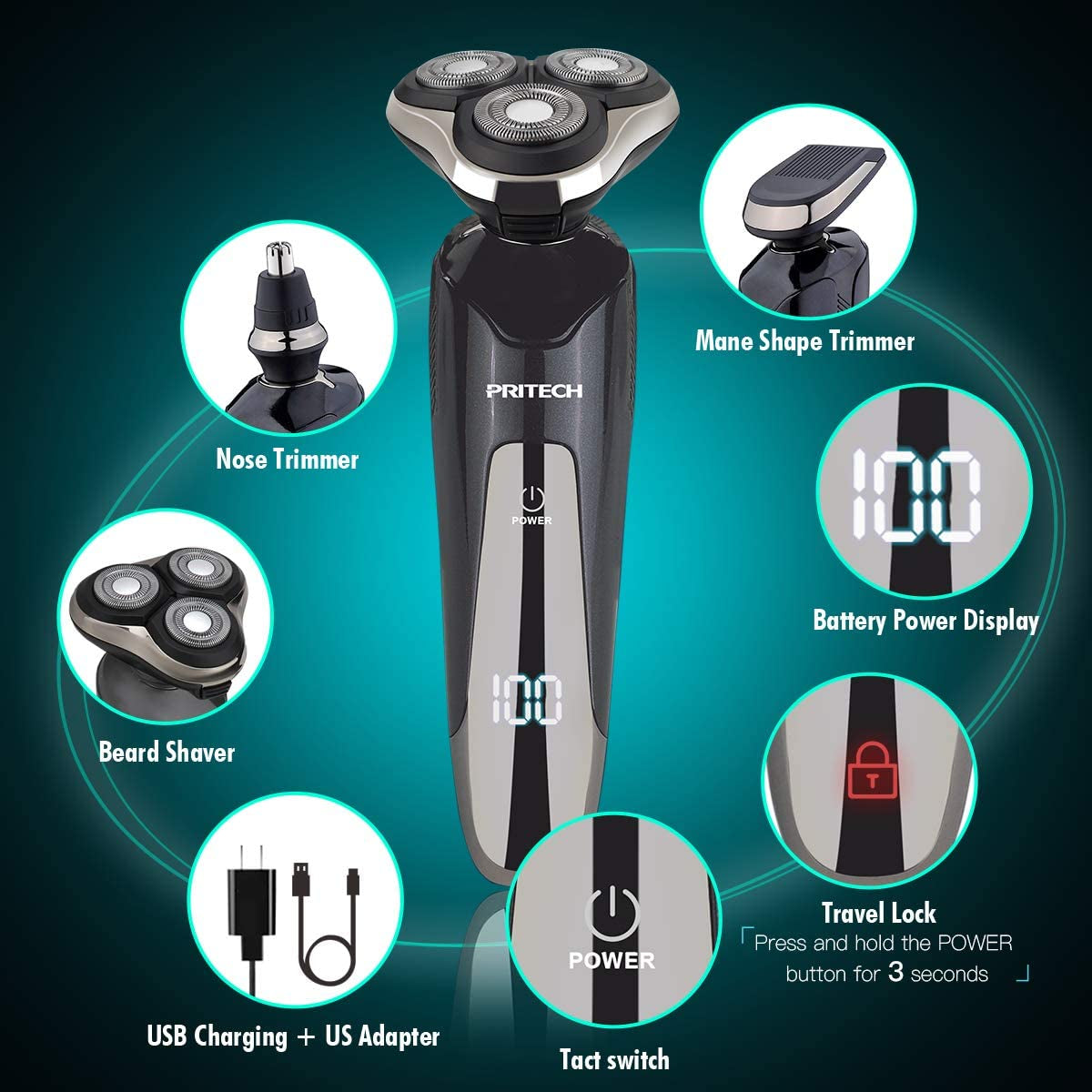 Electric Razor for Men - Rechargeable