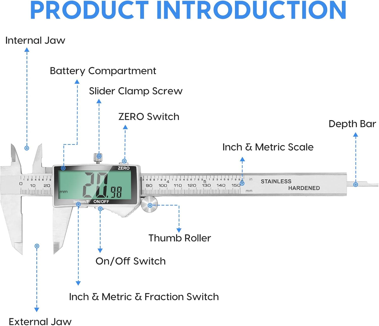 Digital Caliper, 6 Inch Caliper Tool
