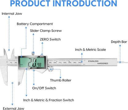 Digital Caliper, 6 Inch Caliper Tool
