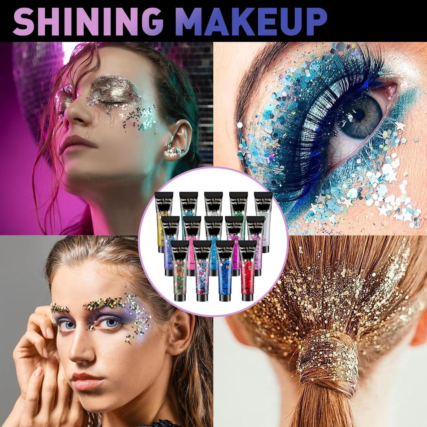 14 Colors Body Glitter,Face Hair Glitter