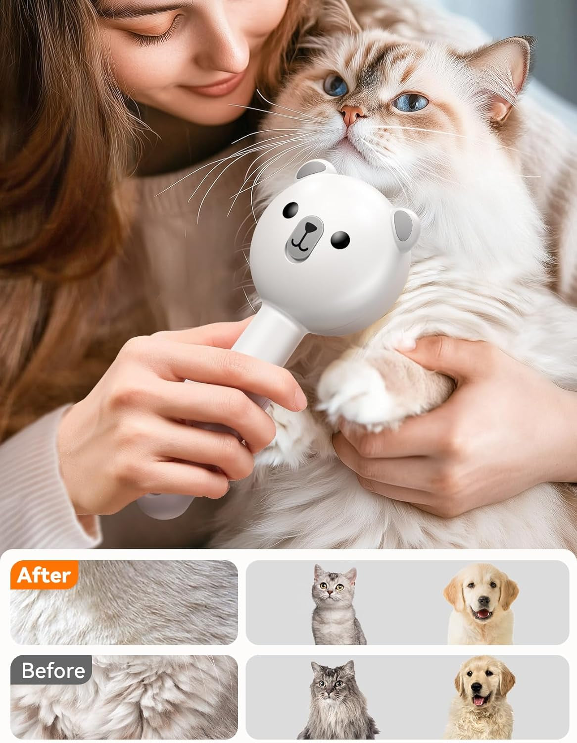 Cat Steam Brush, Brushes for Indoor Cats