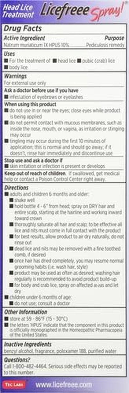 Licefreee Lice Spray for Kids Hair