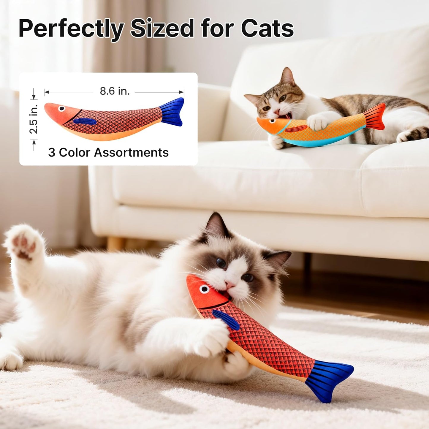 Cat Toys Saury Fish, 3 Pack, Catnip
