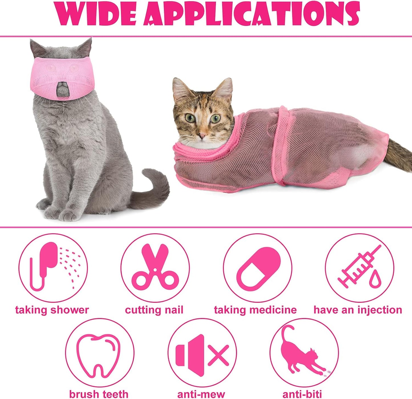 5 Pcs Cat Bathing Bag Set Grooming Bag