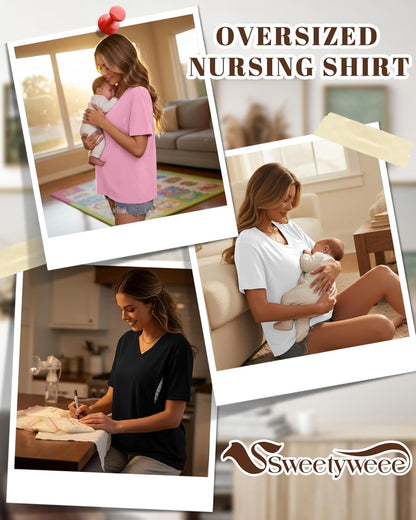 3 Pack Women'S Oversize Nursing Shirts