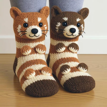 Animal Print Knitted Floor Socks