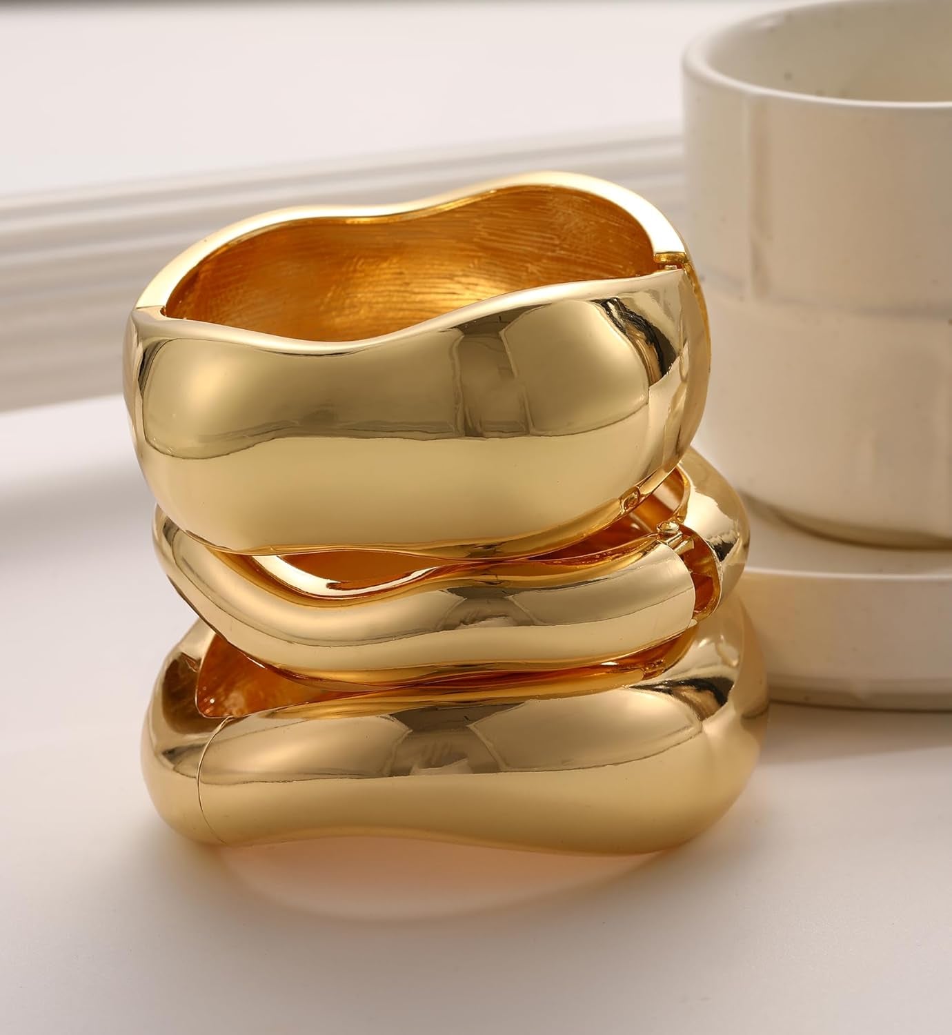 Chunky Gold Bangle Bracelets for Women