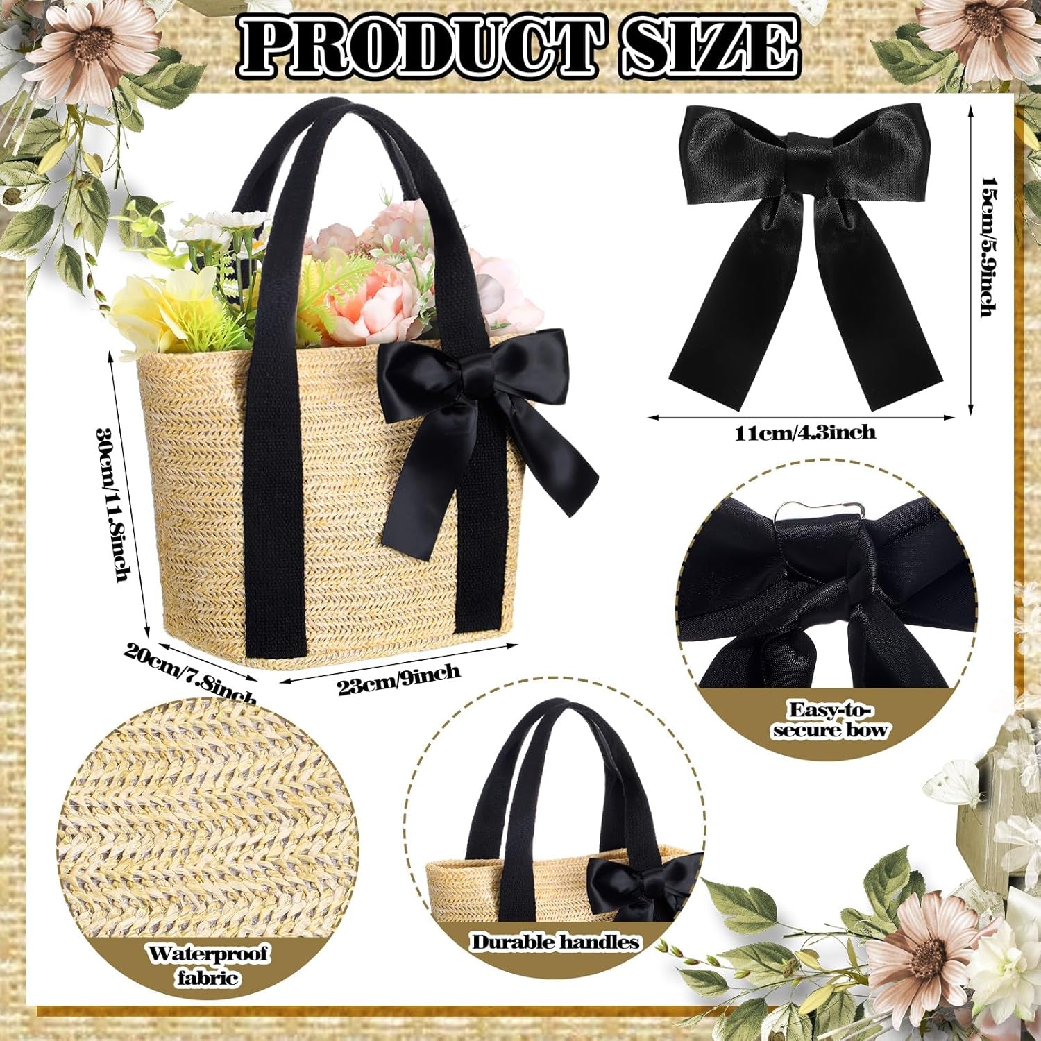 6 Pcs Bridesmaid Straw Beach Bags 